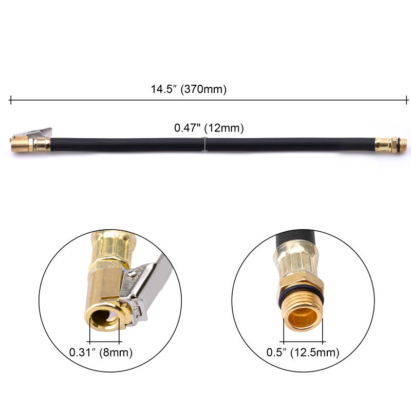 Dannisly Tire Valve Extension Tube, Car Tire Valve Air Hoses Portable Compressor Air Expansion Hoses and Standard Tire Valve Fine-Grained Airlock Chucks - Image 2